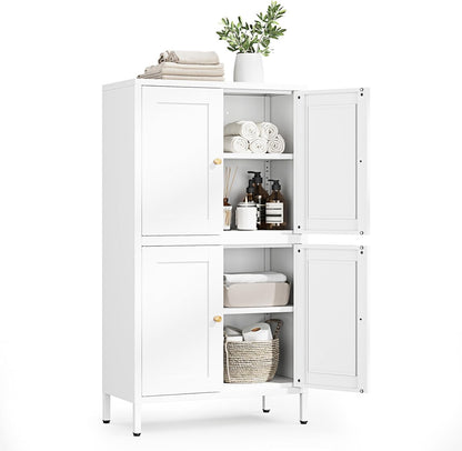 Letaya Storage Cabinet with Doors and Shelves,Small Freestanding Bathroom Floor Metal Cabinets