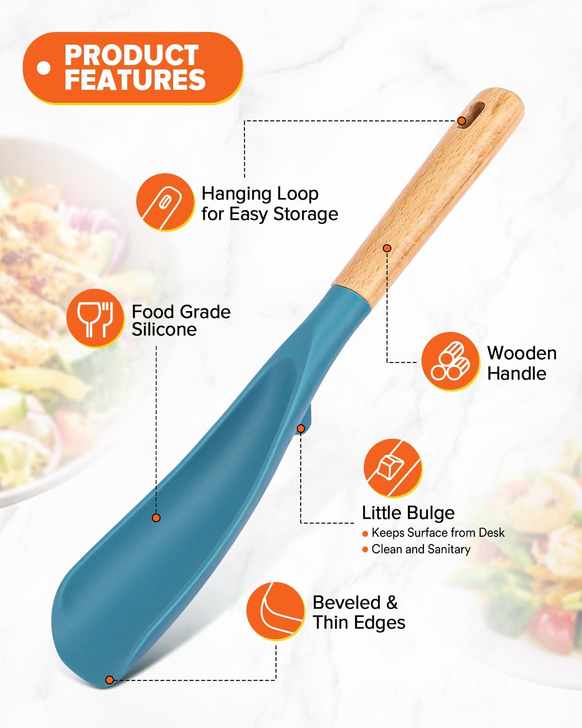 Cooking Spoon and Scraper for Nonstick Cookwares, Great for Cooking and Serving Durable BPA-Free