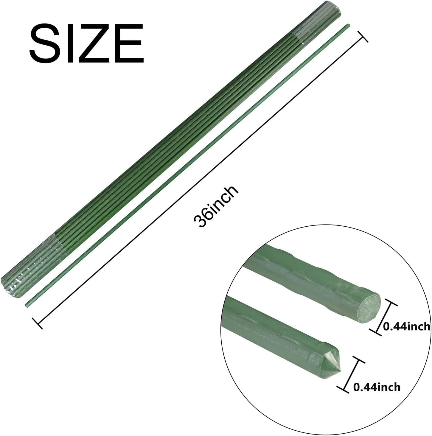 Garmeinea Garden Stakes 36 Inches Plastic Coated Steel Plant Stakes for Growing Climbing Plants