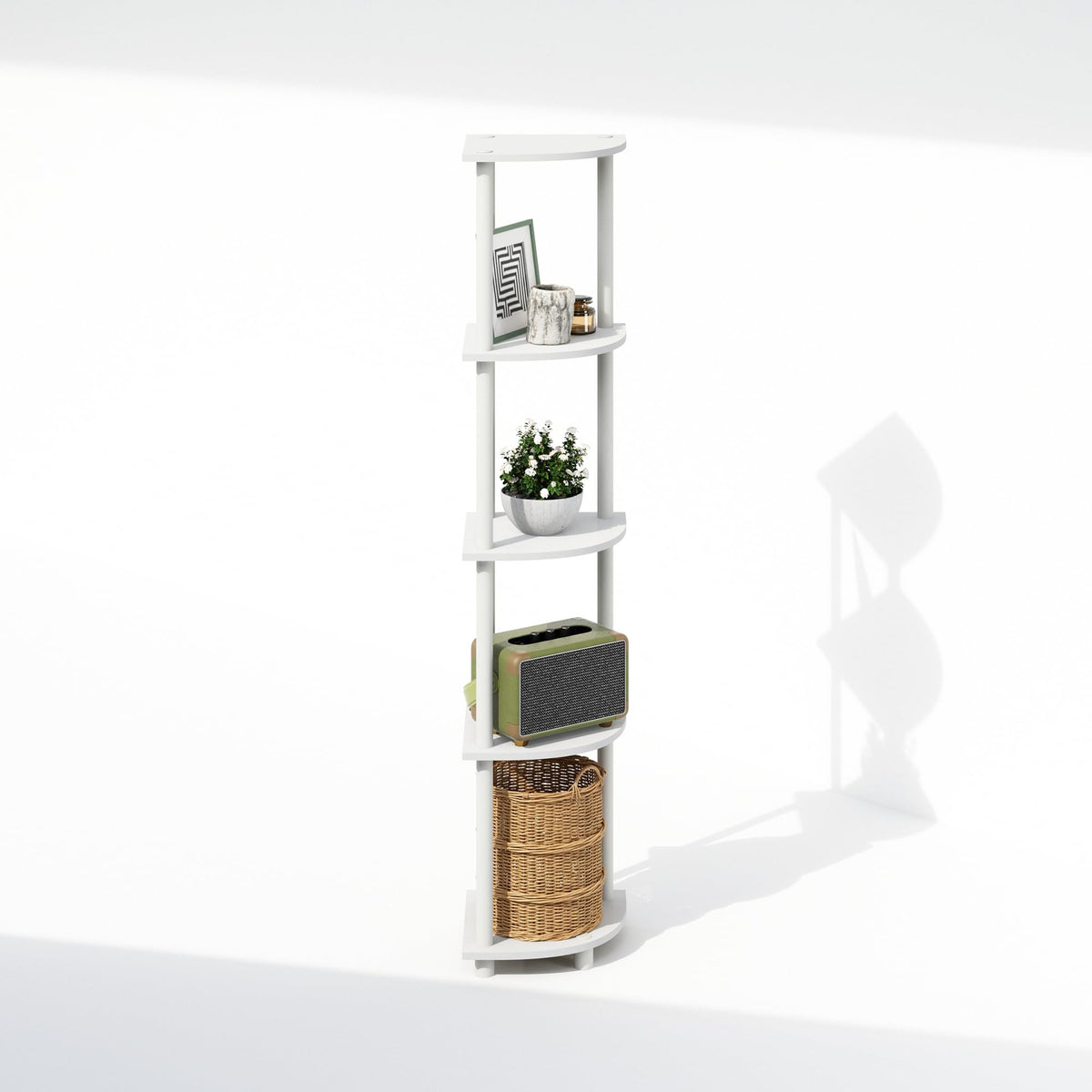 Furinno Turn-N-Tube Toolless Assembly 5-Tier Storage Shelves, White