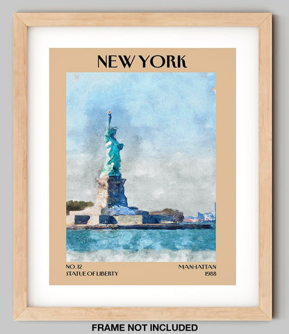 Retro Vintage New York Wall Art Print - 11x14 Unframed Poster - New York City Souvenirs, Cute