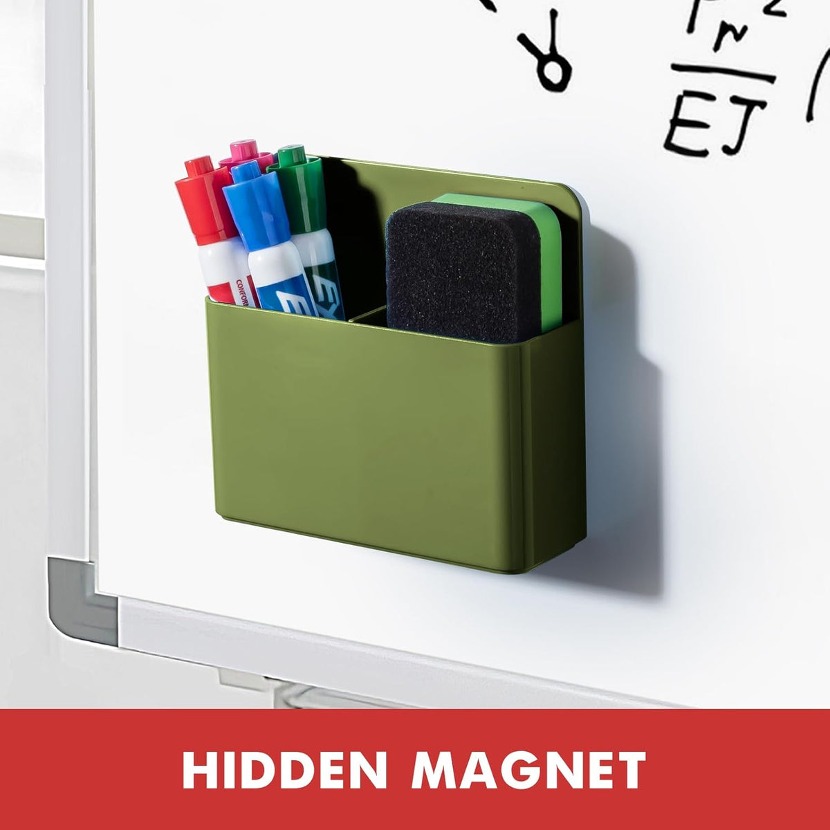 BEYGORM 2 Pack Plastics Magnetic Pen Holder for Refrigerator, Dry Erase Marker Holder for