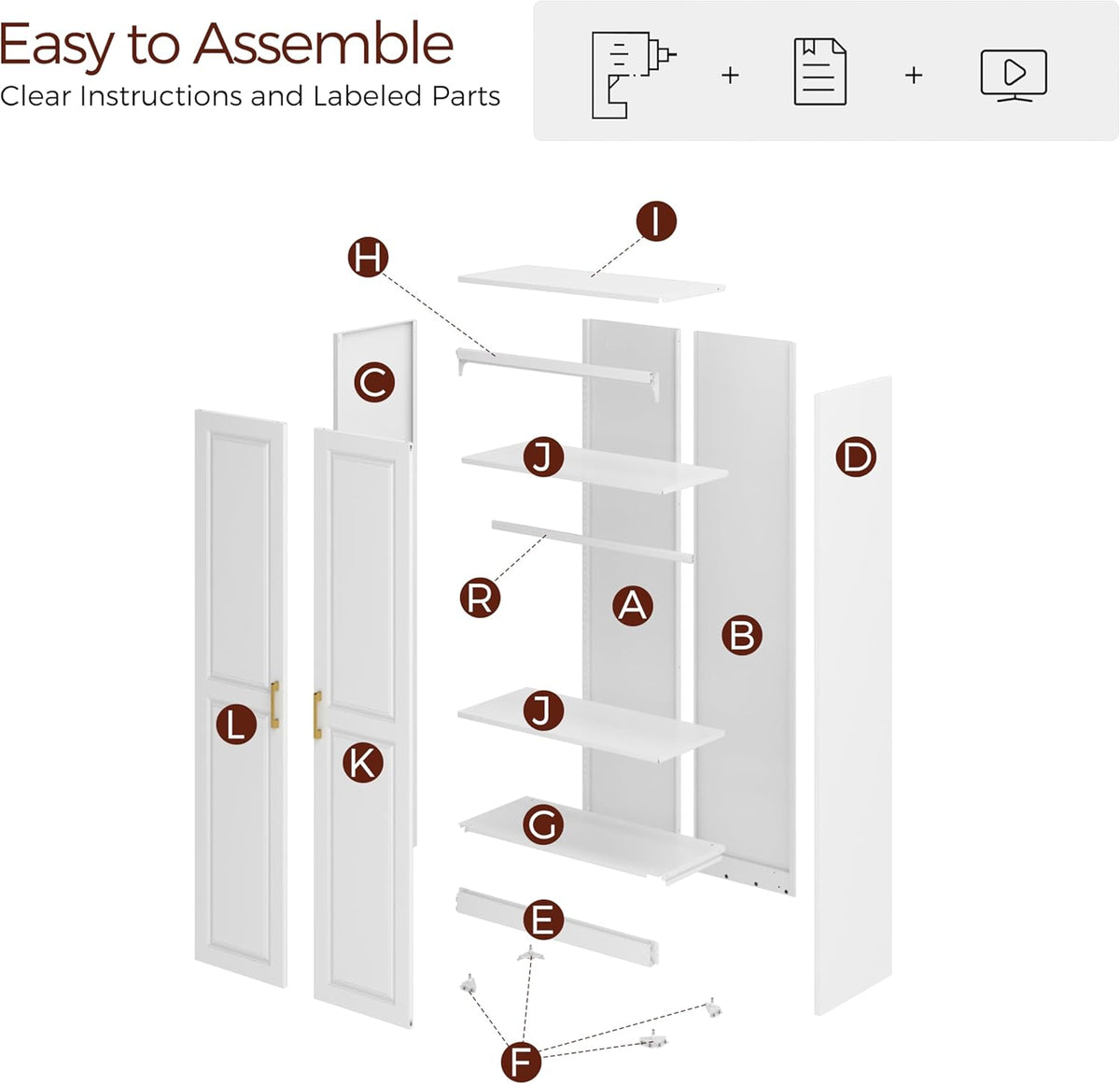 71" Metal Armoire Wardrobe Closet with 2 Doors, Tall Wardrobe Cabinet with Hanging Rod and