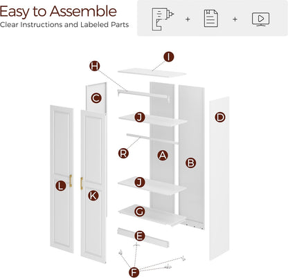 71" Metal Armoire Wardrobe Closet with 2 Doors, Tall Wardrobe Cabinet with Hanging Rod and