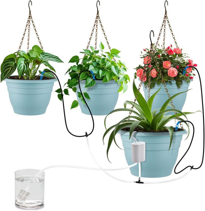 Hanging Planters 10 Inch, 4 Pcs Flower Pots Automatic Watering System Set, Self Watering Hanging