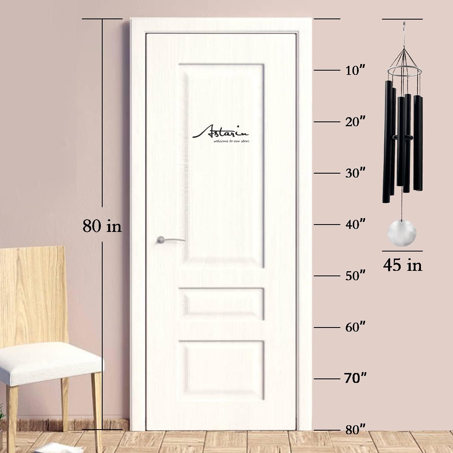 ASTARIN Outdoor Deep Tone,45Inch Sympathy Wind Chimes for Outside with 6 Tubes Tuned Relaxing