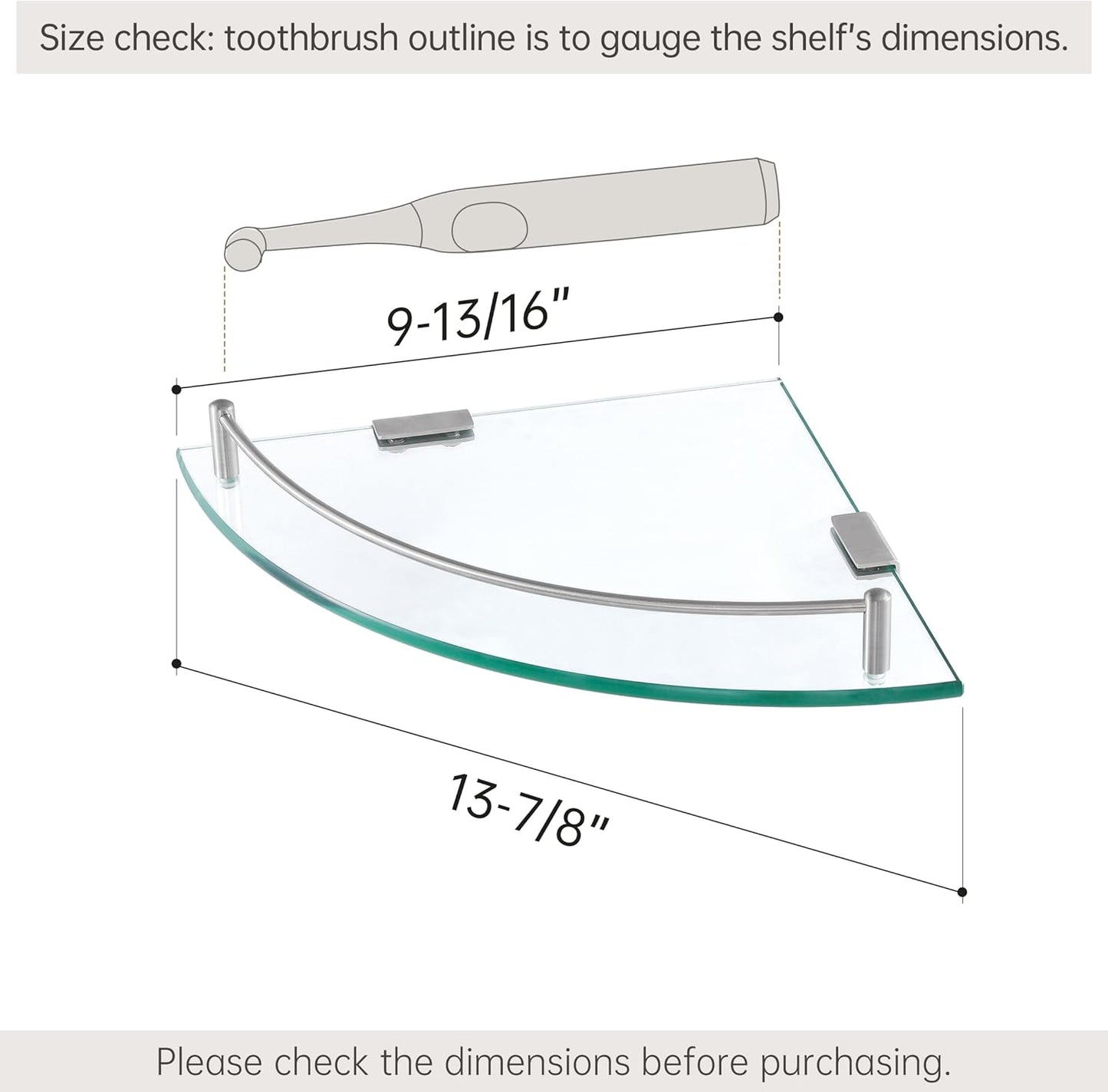KES Glass Corner Shelf for Bathroom Corner Shelf 2 Pack Tempered Glass Shelf with Rail SUS 304