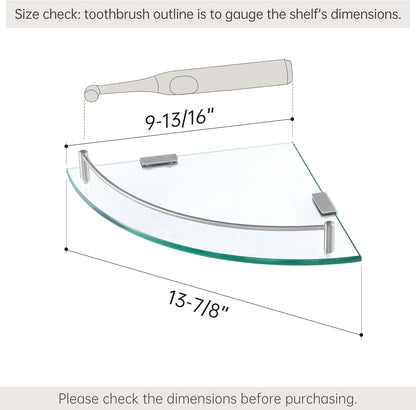 KES Glass Corner Shelf for Bathroom Corner Shelf 2 Pack Tempered Glass Shelf with Rail SUS 304