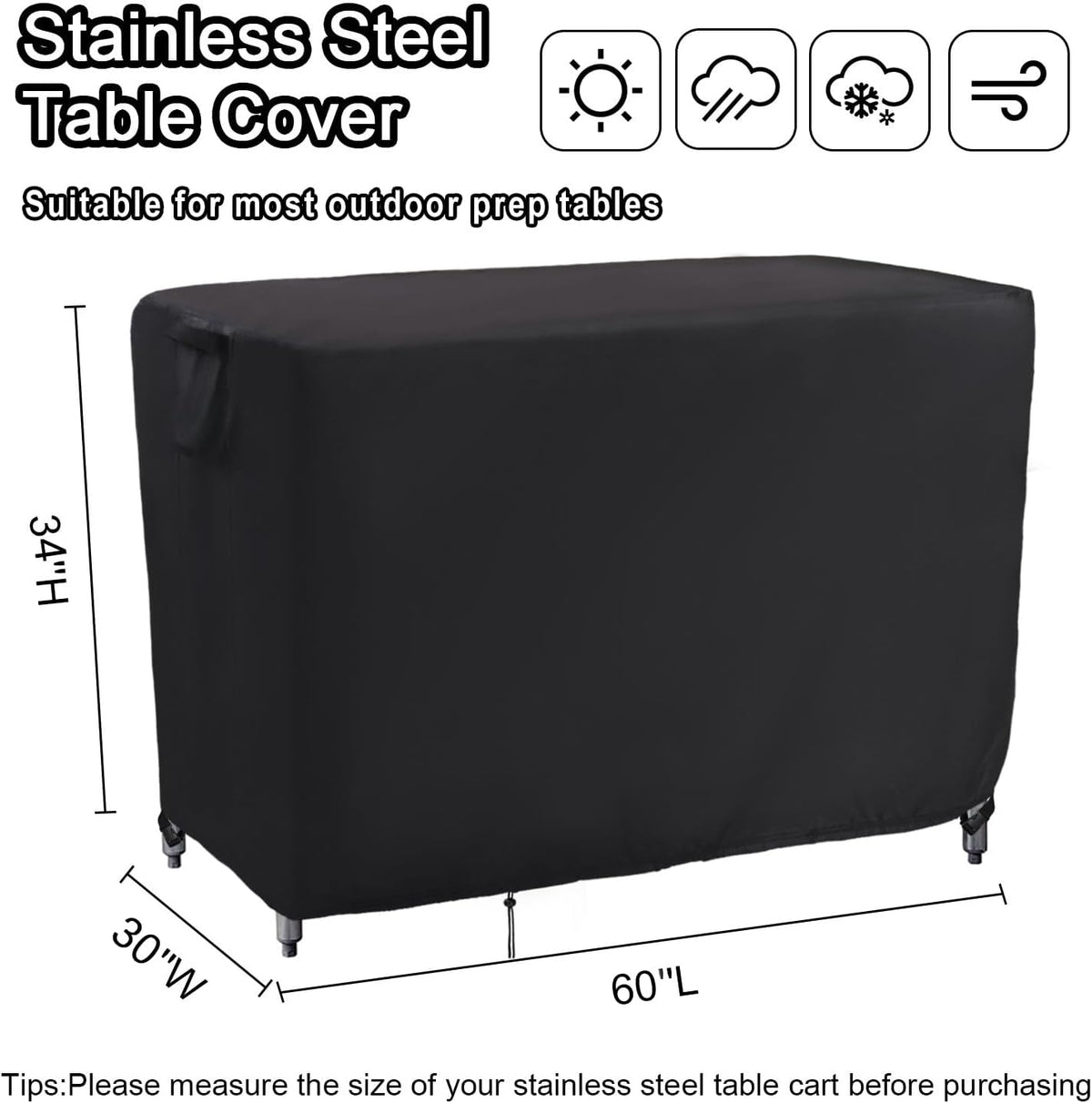 Kingling Outdoor Prep Table Covers, Waterproof Stainless Steel Table Cover Metal Table Cover