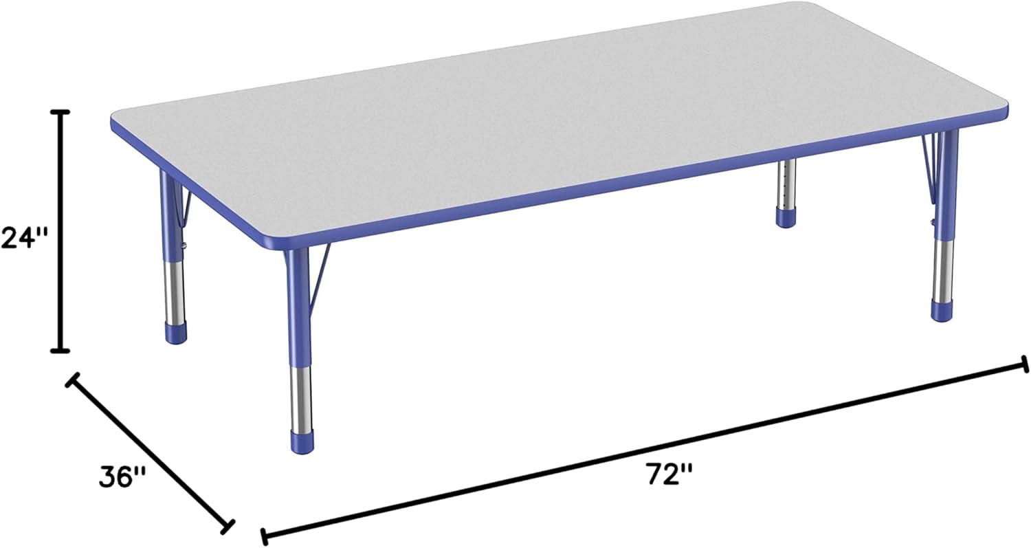 FDP Rectangle Activity School and Classroom Kids Table (36 x 72 inch), Toddler Legs, Adjustable