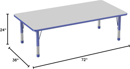FDP Rectangle Activity School and Classroom Kids Table (36 x 72 inch), Toddler Legs, Adjustable