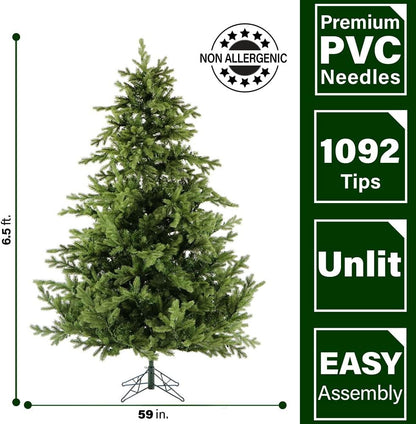 Fraser Hill Farm 6.5-Ft. Foxtail Pine Artificial Christmas Tree with Stand and No Lights, Unlit