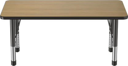 Factory Direct Partners FDP Rectangle (24 x 48 inch) Classroom Table with Adjustable Chunky Toddler