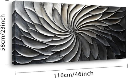 LASMOND Abstract Black and White Wall Art for Living Room Modern Canvas Print Painting Lines Flower