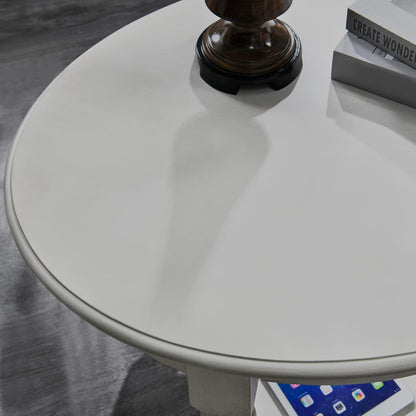 MODERION Oval End Table with Drawer, Solid Wood Sofa Side Storage Shelf, Traditional Living Room