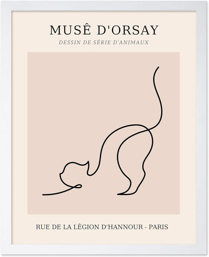 Poster Master Vintage Poster - Retro One Line Cat Drawing Print - Cat Art - Minimal Gift for Men