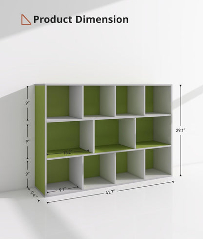 11 Cube Small Kids Bookshelf & Toy Organizer – Wooden Cube Bookcase for Playroom Organization and