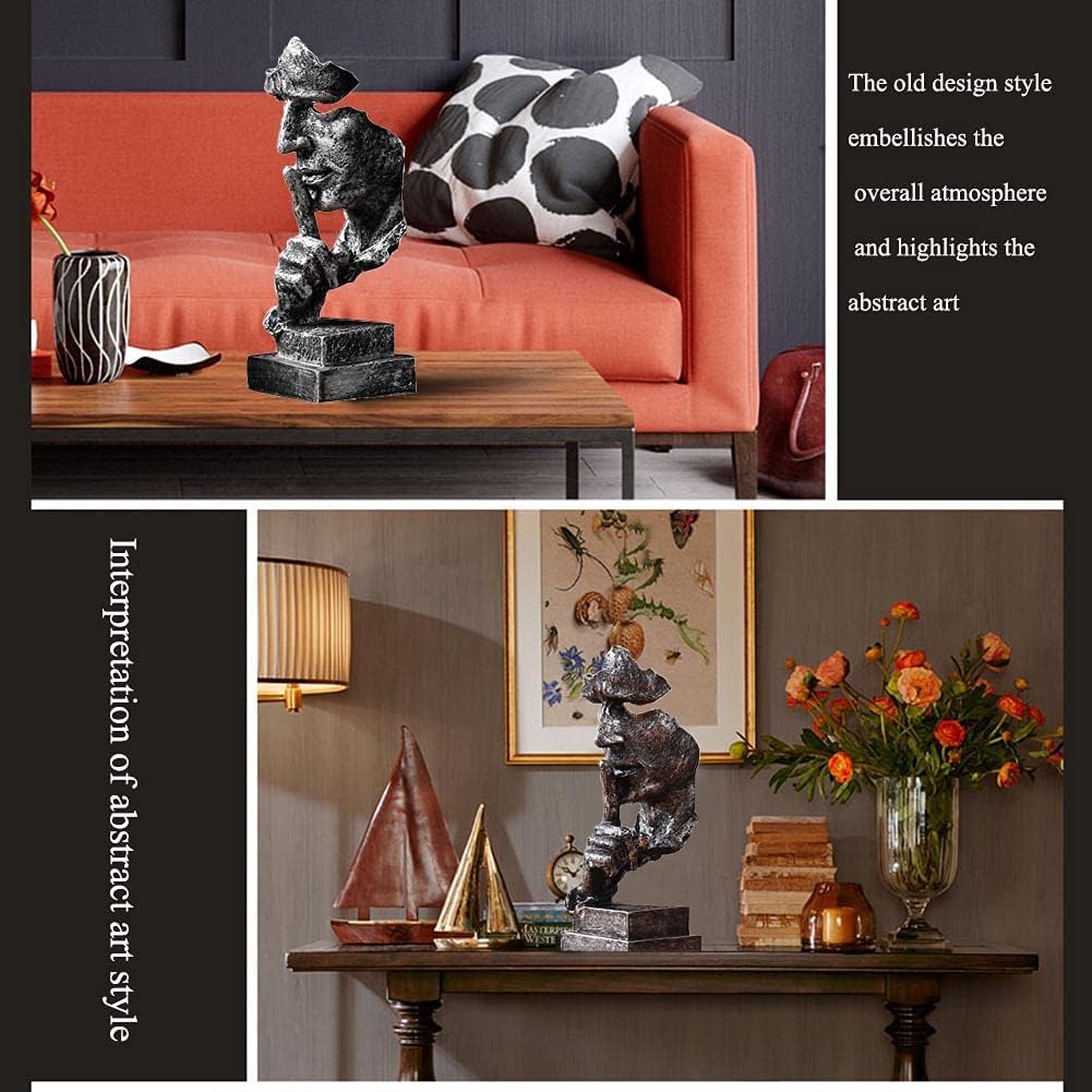 Silence is a Golden Statue Modern Mens Creative Office Home Room Decorations Sculpture Friends