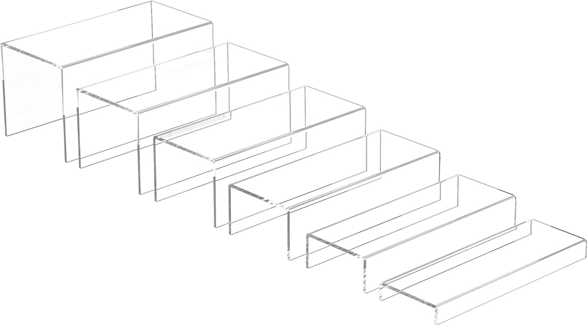 Rectangular Acrylic Display Risers 6pcs, Clear Display Storage Stands, Acrylic Display for Funko