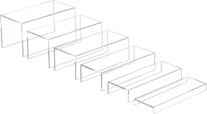 Rectangular Acrylic Display Risers 6pcs, Clear Display Storage Stands, Acrylic Display for Funko