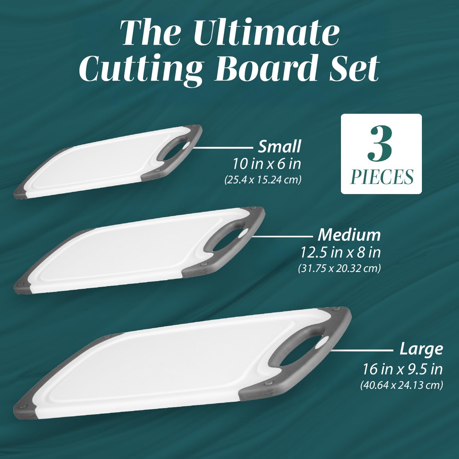 Cutting Boards for Kitchen - BPA-Free Chopping Board - Different Sizes & Non Slip Handles