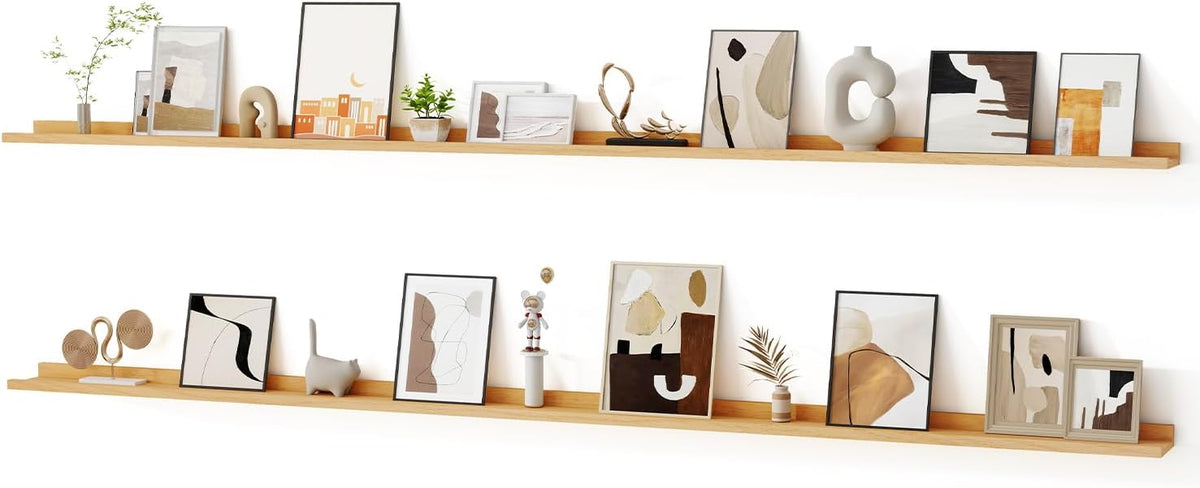 Floating Picture Ledge Shelves for Wall Set of 2, 95 Inches Picture Ledge Shelf with Long Large