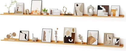 Floating Picture Ledge Shelves for Wall Set of 2, 95 Inches Picture Ledge Shelf with Long Large