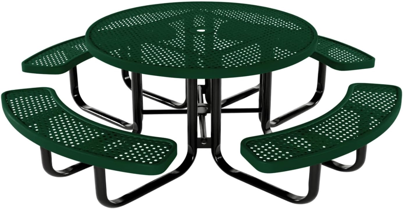 Coated Outdoor Furniture Heavy-Duty Portable Outdoor Kids Table with Umbrella Hole, Punched Steel