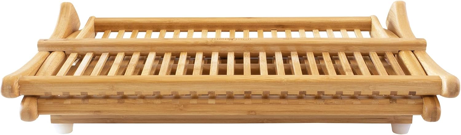 Totally Bamboo Eco Collapsible Dish Drying Rack, Natural Bamboo