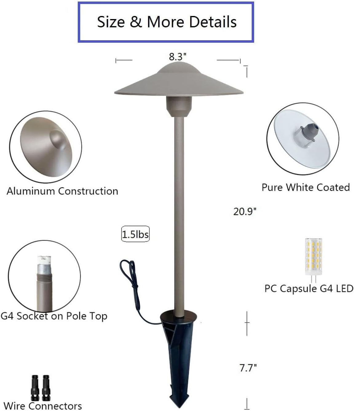Arrownine Cast Aluminum Low Voltage Outdoor Pathway Light Walkway Landscape Path Lights Included