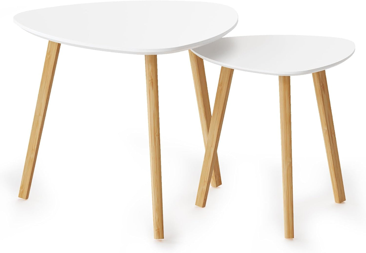 BAMEOS Bamboo Nesting Triangle End Table,Set of 2 Coffee Table Modern Minimalist Side Table for