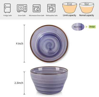 Selamica Ceramic 8oz Bouillon Cups 4 Inch Small Dessert Bowls for Soup Dipping Sauce Coffee