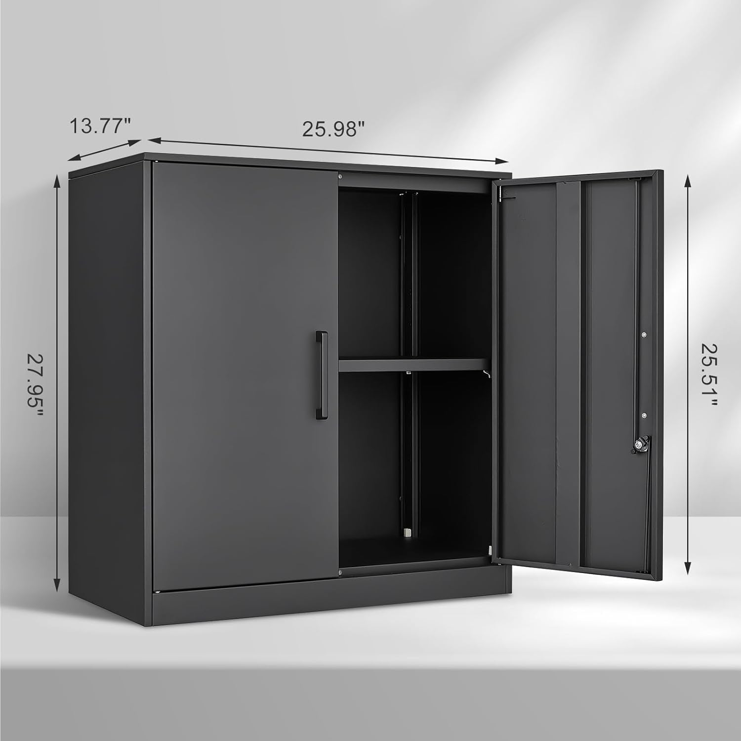 Metal Wall Cabinet,Garage Wall Cabinetwith Handle,Lockable Storage Cabinets Wall Mounted with 2