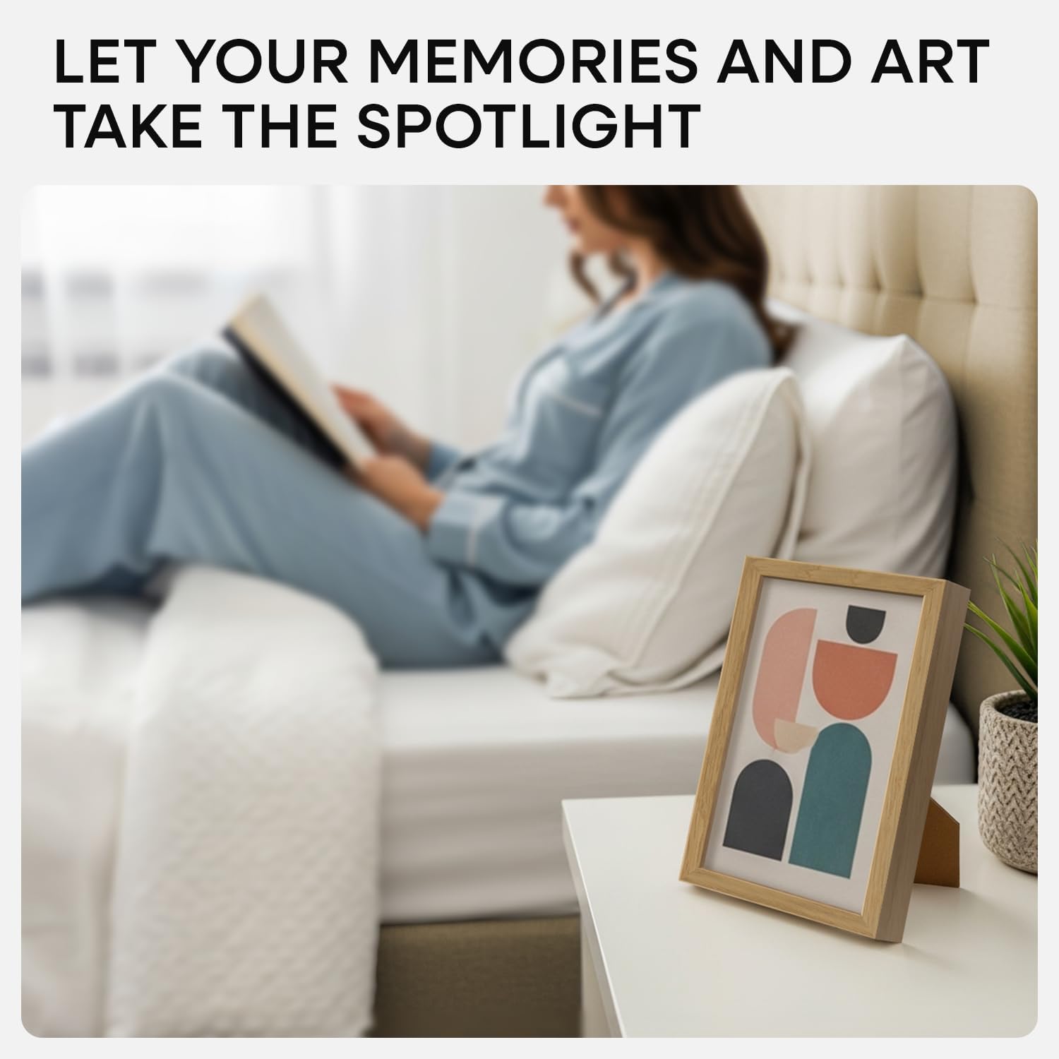 Homeforia 8 x 10 Wood Picture Frame, High End Natural Oak 8x10 Light Wooden Frames with Mat 5x7