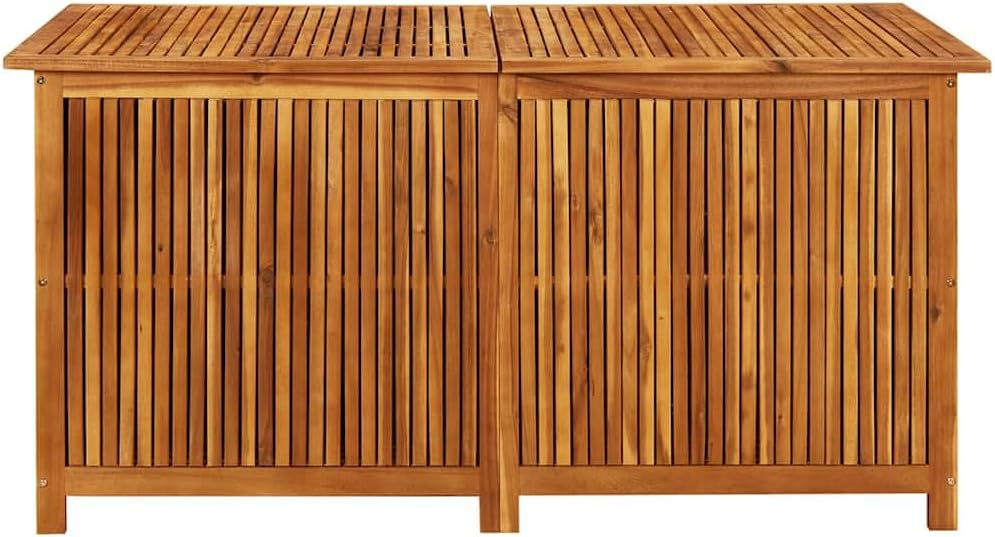 vidaXL Wooden Outdoor Storage Box with Gas-Lift Lid – Patio Deck Chest with Zippered Waterproof Bag