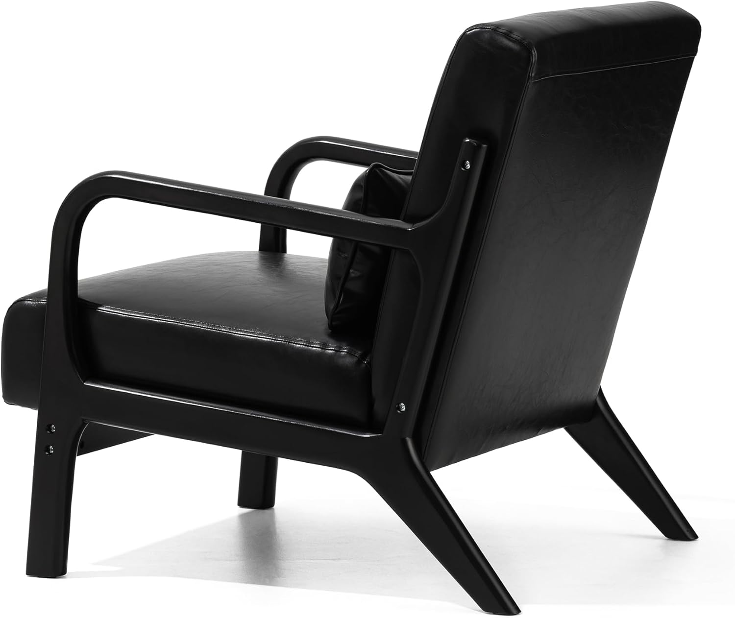 Glitzhome 2 Set Mid Century Black Accent Armchair, Single Reading Armchair PU Leather Lounge Chair