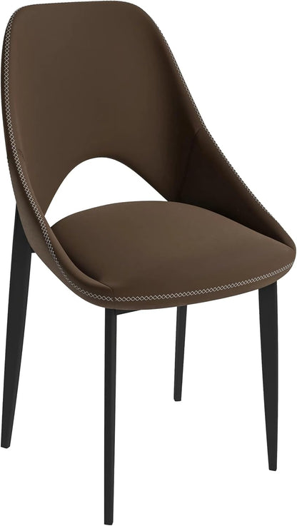 LeisureMod Amalfi Upholstered Fabric Dining Chair – Modern Side Chair with Iron Legs, Mid-Century