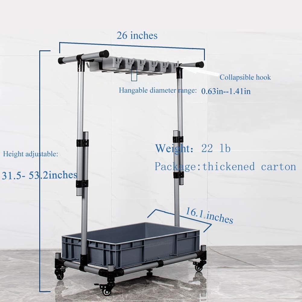 Broom And Mop Holder Put Wet Movable Floor-Mounted Mop Rack Floor Standing Cleaning Tool Cart
