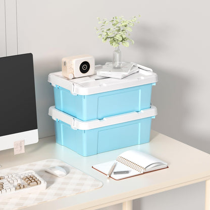 Cetomo Lidded Storage Bin with Handle, Tote Organizing Container with Durable Lid and Secure