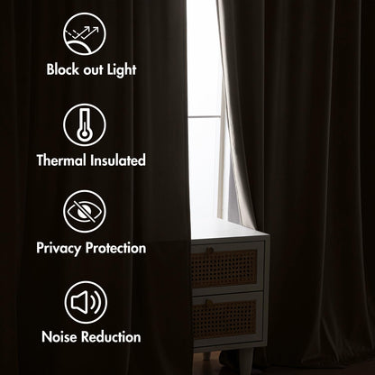 MIULEE Taupe Velvet Curtains 84 inches 2 Panels - Luxury Room Darkening Window Drapes for Bedroom