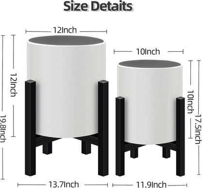 Plant Pot with Stands Set of 2, Mid Century Planters for Indoor Plants Modern Decorative Flower
