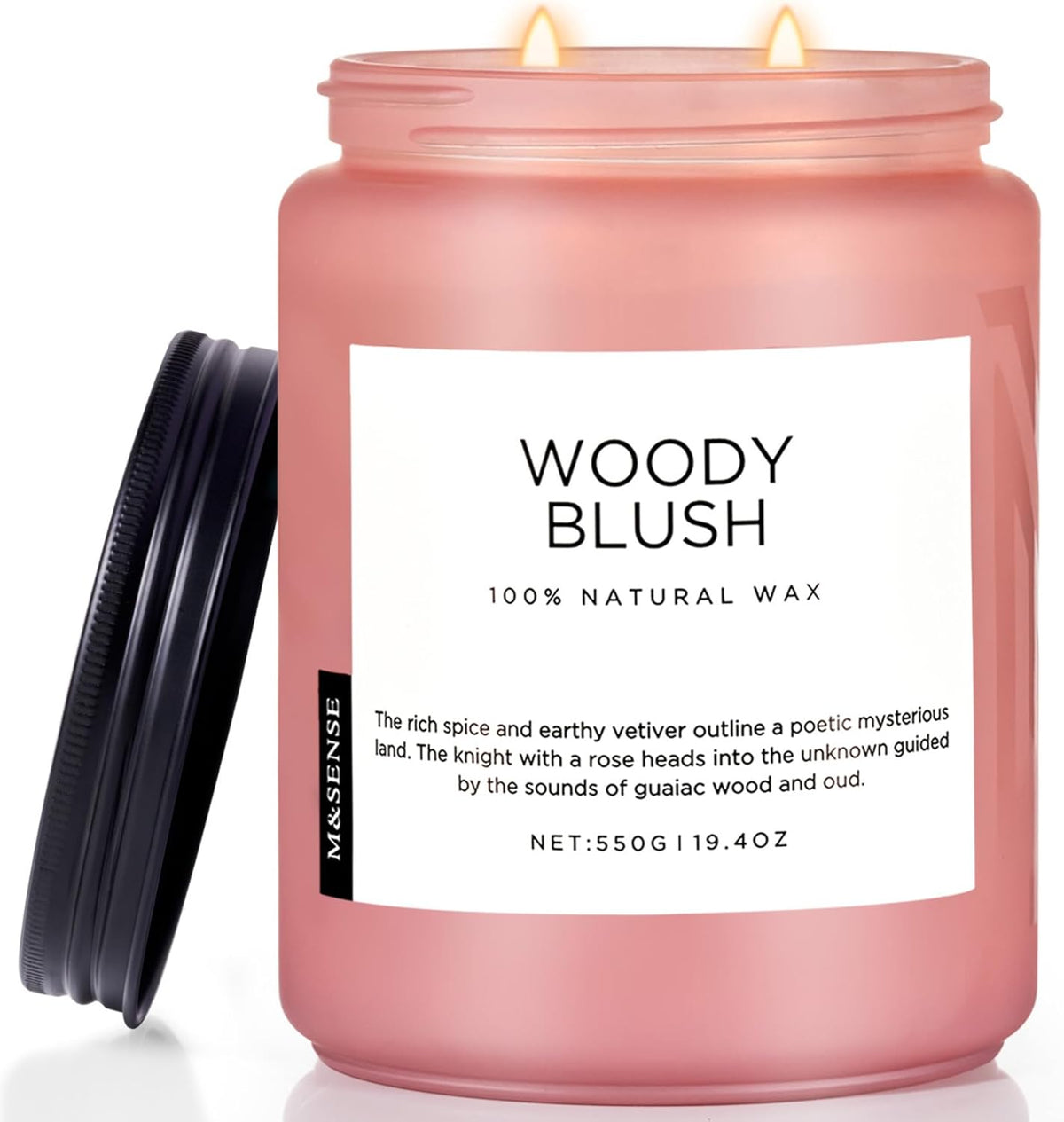 M&SENSE Rose Oud Wood Soy Candles 2 Wick, Large Scented Candles 19.4oz 110 Hour Long Lasting Burn