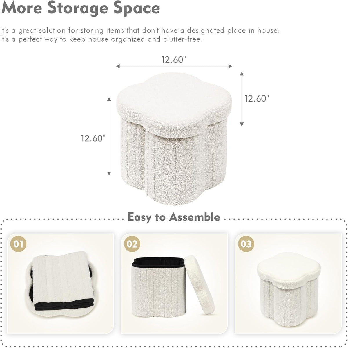 B FSOBEIIALEO Storage Ottoman Cube, Flowers Shaped Ottomans with Storage Foot Stool Footrest for