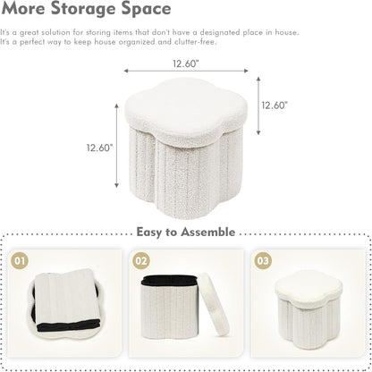 B FSOBEIIALEO Storage Ottoman Cube, Flowers Shaped Ottomans with Storage Foot Stool Footrest for