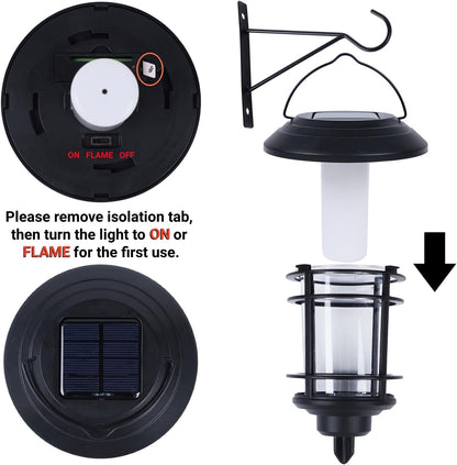 Dynaming Solar Purple Flame Wall Lanterns, Outdoor Halloween Hanging Lights, Flickering Flame LED