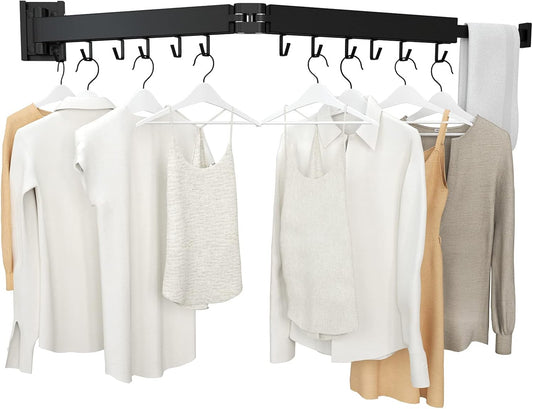 Wall Mount Clothes Drying Rack, 2-Fold Foldable & Sturdy Laundry Drying Rack Wall Mounted, [No