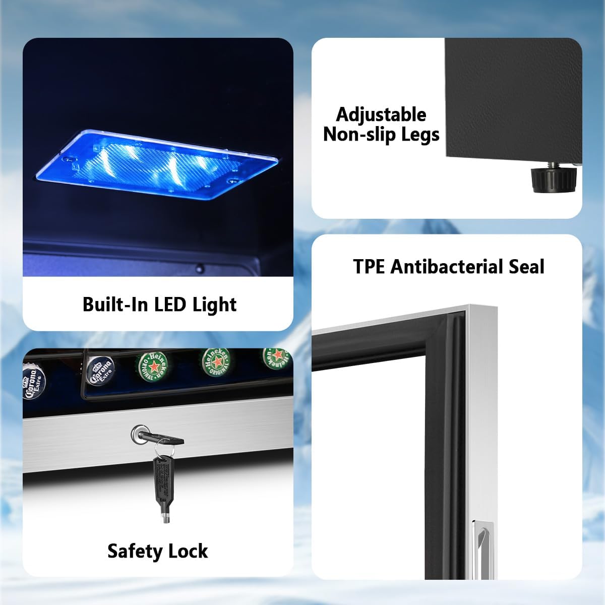 Tylza 130 Can Beverage Refrigerator Cooler, 3.22 Cu.Ft Beverage Cooler with Low-E Glass Door