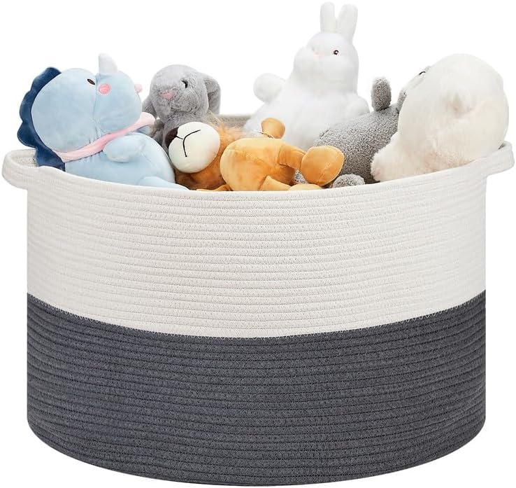 Ravinte Large Storage - 22"x 22"x 14" Blanket Basket for Living Room, Baby Toy Storage, Cotton Rope
