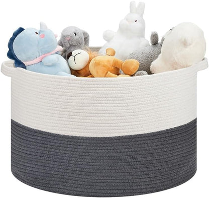 Ravinte Large Storage - 22"x 22"x 14" Blanket Basket for Living Room, Baby Toy Storage, Cotton Rope