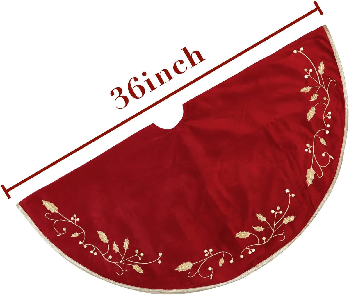 36 Inches Christmas Tree Skirt, Classical Velvet Fur Plush Red Tree Skirt, Xmas Tree Skirts for
